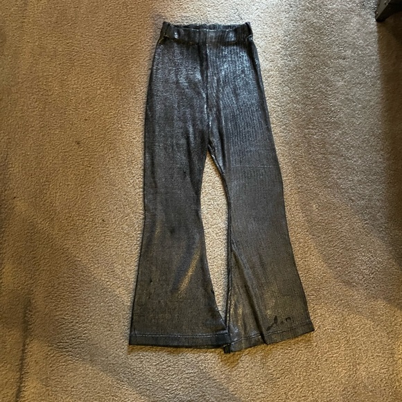 Akira Metallic Knit Flare Pants (in silver) - Picture 2 of 2